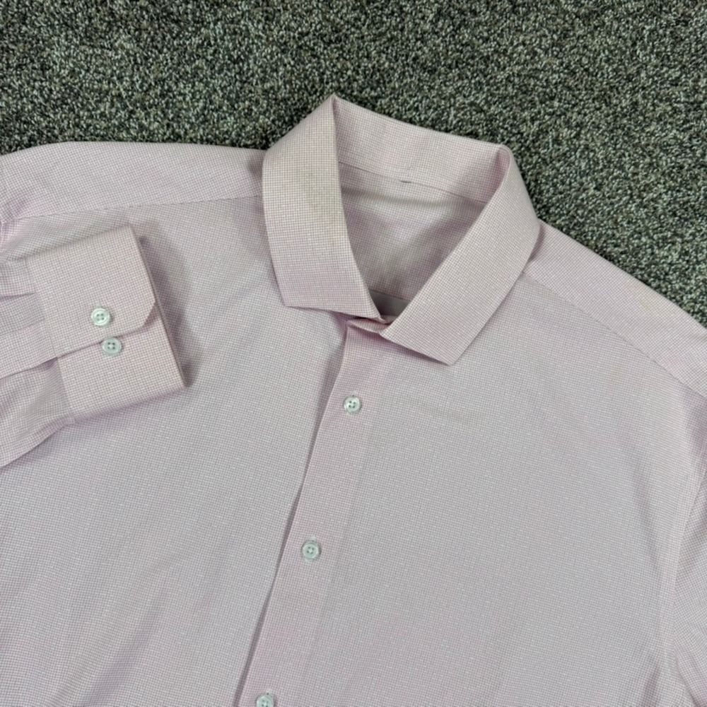 State & Liberty Pink Micro Geometric Dress Shirt Men XXL Long Sleeve Stretch 2XL